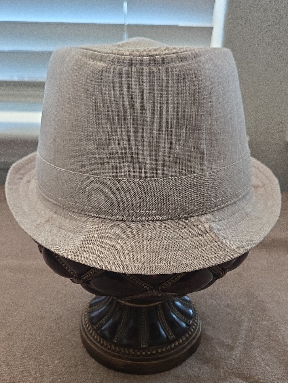 Daniel Cremieux Linen Blend Fedora with Light Blue Trim